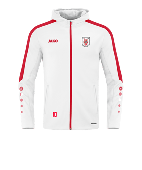 JAKO Power Kapuzenjacke Weiss Rot F004