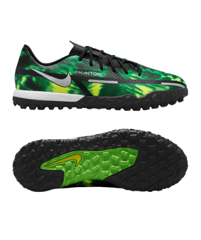 Nike Jr Phantom GT2 Shockwave Academy TF Kids Schwarz Grau Grün F003 - schwarz