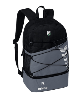 Erima Six Wings Rucksack mit Bodenfach Grau Schwarz