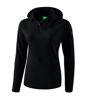 Erima Essential Kapuzensweat Damen Schwarz Grau - schwarz