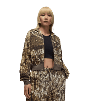 Jordan Brooklyn Fleece Crop Kapuzenjacke Damen Beige F133 - beige