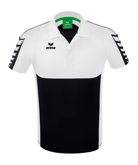 Erima Six Wings Poloshirt Schwarz Weiss - schwarz