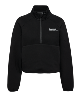 Hummel Tech Fleece Boxy Half Zip Sweatshirt Damen Schwarz F2001 - schwarz