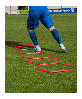 Cawila Hexa-Hoops Koordinationsleiter Set | 6er Set mit Tasche und 5 Clips | 49mm | Rot - rot