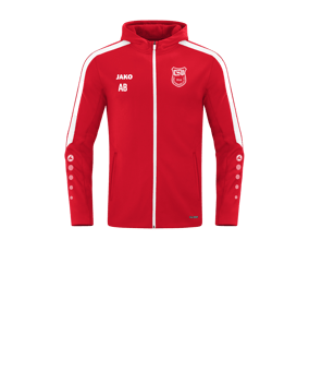 JAKO Power Kapuzenjacke Kids Rot Weiss F100