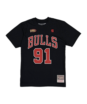 Mitchell and Ness Chicago Bulls Name & Number Dennis Rodman T-Shirt Schwarz - schwarz