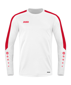 JAKO Power Sweatshirt Weiss Rot F004 - weiss