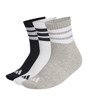 adidas 3 Stripes Mid Cut 3er Pack Chaussettes Gris - gris