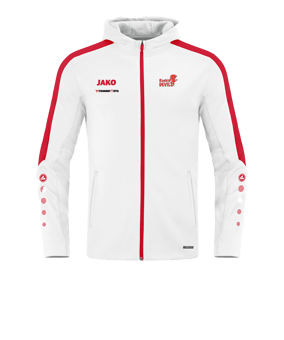 JAKO Power Kapuzenjacke Weiss Rot F004