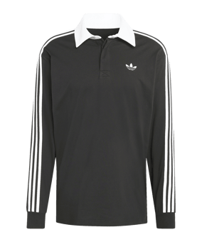 adidas 3 Stripes Longsleeve Polo Schwarz - schwarz