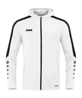 JAKO Power Kapuzenjacke Kids Weiss Schwarz F000 - weiss