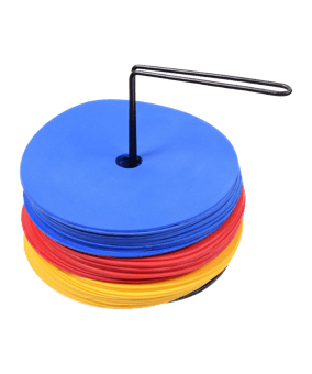 Cawila Floormarker 30er Set + Träger | Markierungsscheiben Gummi | Durchmesser 15cm - blau