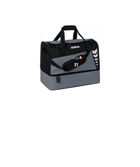 Erima Six Wings Sporttasche mit Bodenfach Gr. M Grau Schwarz