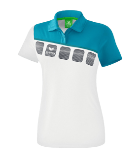 Erima 5-C Poloshirt Damen Weiss Blau - weiss