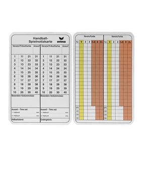 Erima Spielnotizkarten Handball 50 Stück - weiss