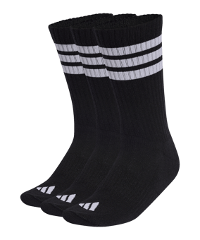 adidas 3 Stripes Crew 3er Pack Socken Schwarz - schwarz