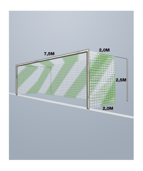 Cawila Tornetz 7,50x2,50m | Tiefe 2,0x2,0m | Maschenweite 12cm | Stärke 4mm | grün/weiß - gruen