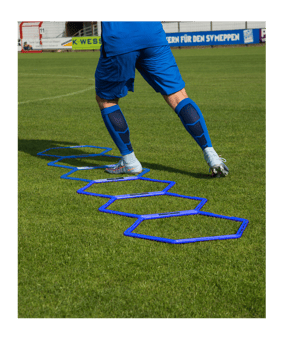 Cawila Hexa-Hoops Koordinationsleiter Set | 6er Set mit Tasche und 5 Clips | 49mm | Blau - blau