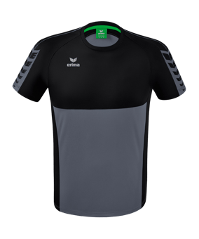 Erima Six Wings T-Shirt Grau Schwarz - grau