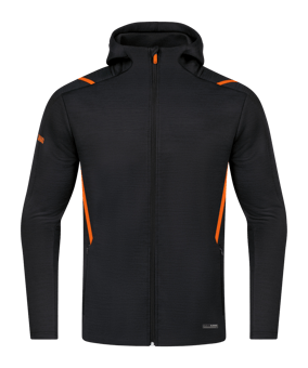 JAKO Challenge Freizeit Kapuzenjacke Orange F506 - schwarz