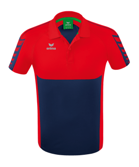 Erima Six Wings Poloshirt Blau Rot - blau