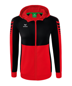 Erima Six Wings Kapuzenjacke Damen Rot Schwarz - rot