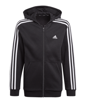 adidas 3S Kapuzenjacke Kids Schwarz Weiss - schwarz