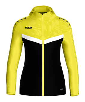 JAKO Iconic Kapuzenjacke Damen Schwarz Gelb F808 - schwarz