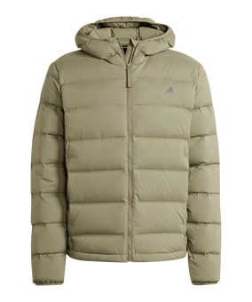 adidas Helionic Stretch Hooded Down Jacket Green - gruen