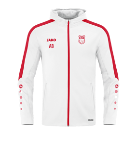 JAKO Power Kapuzenjacke Weiss Rot F004