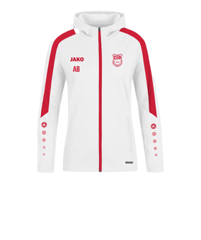 JAKO Power Kapuzenjacke Damen Weiss Rot F004