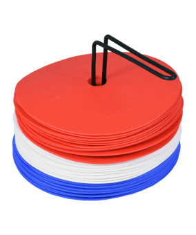Cawila Gummi Markierungsscheiben 30er Set | rutschfeste Floormarker | 15cm | rot/blau/weiß