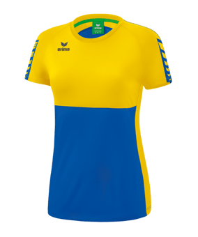 Erima Six Wings T-Shirt Damen Blau Gelb - blau
