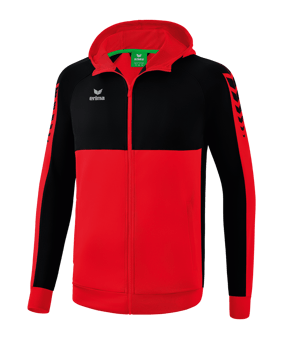 Erima Six Wings Kapuzenjacke Rot Schwarz - rot