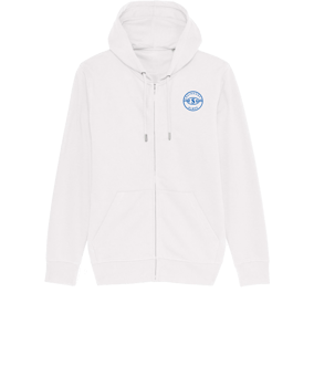 Merch Connector Zip-Hoodie White | #justlogo1c