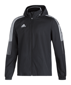 adidas Tiro 21 Allwetter Kapuzenjacke Schwarz - schwarz