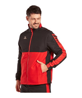 Erima Six Wings Jacke abnehmbare Ärmel Rot Schwarz Schwarz - rot