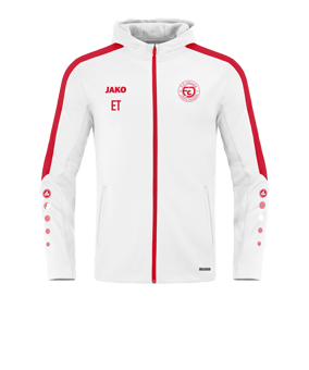 JAKO Power Kapuzenjacke Weiss Rot F004