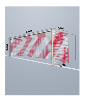 Cawila Tornetz 5,15x2,05m | Tiefe 1,0x1,0m | Maschenweite 12cm | Stärke 4mm | rot/weiß - rot