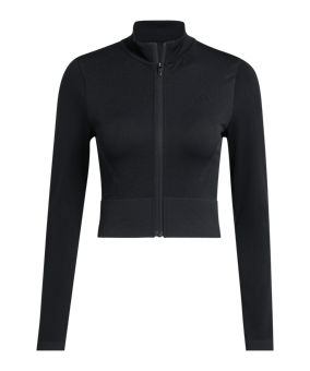 adidas Workout Essentials Knit Zip Through Jacke Damen Schwarz - schwarz