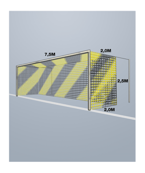 Cawila Tornetz 7,50x2,50m | Tiefe 2,0x2,0m | Maschenweite 12cm | Stärke 4mm | gelb/schwarz - gelb