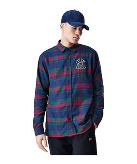 New Era MLB Check New York Yankees Hemd Blau - blau