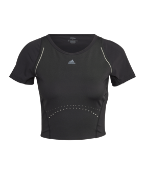 adidas WTR Cropped T-Shirt Damen Schwarz Grau - schwarz