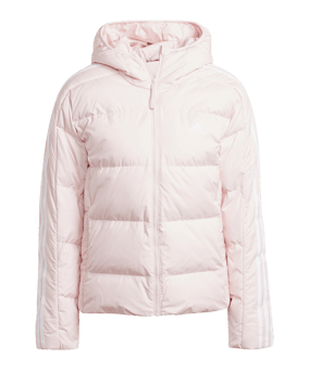 adidas Essentials 3-Stripes Mid Down Hooded Jacket Pink - pink