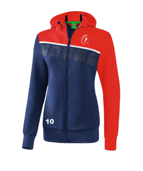 Erima 5-C Trainingsjacke mit Kapuze Damen Blau Rot