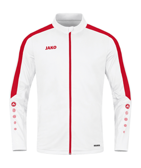 JAKO Power Polyesterjacke Weiss Rot F004 - weiss