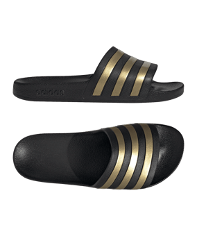 adidas Adilette Aqua Badelatsche Schwarz Gold - schwarz