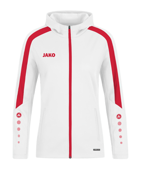 JAKO Power Kapuzenjacke Damen Weiss Rot F004 - weiss