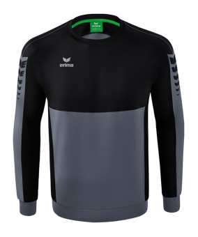 Erima Six Wings Sweatshirt Grau Schwarz - grau