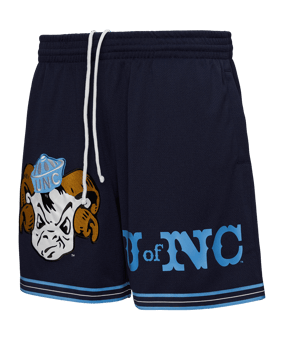 Mitchell and Ness NCAA Team Origins 7 Inch Mesh VNTG Logo University of North Carolina Short Blau - blau
